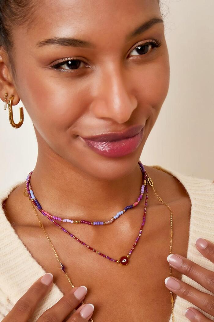 Necklace beads in a row Purple Stainless Steel Picture2